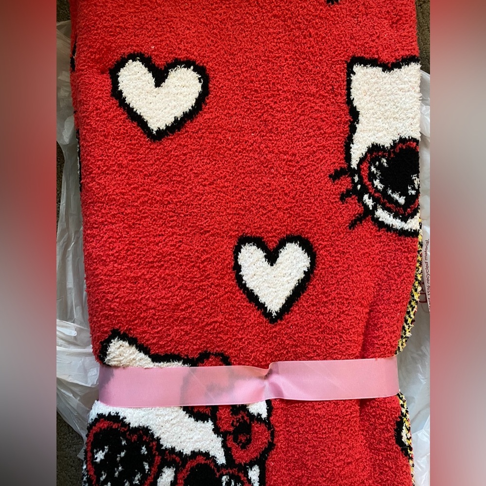Hello Kitty Valentines Hearts + Glasses Super Soft Throw
